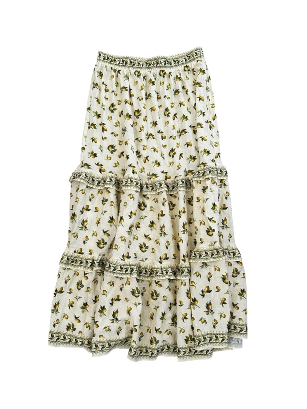 Max Studio Cream Maxi Skirt with Yellow & Green Floral Print